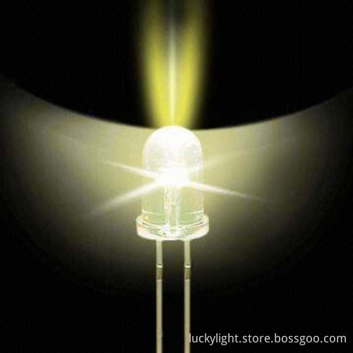 5mm Round Warm White LED with 18,000mcd, 15 Degrees Viewing Angle, Different Colors, Intensities